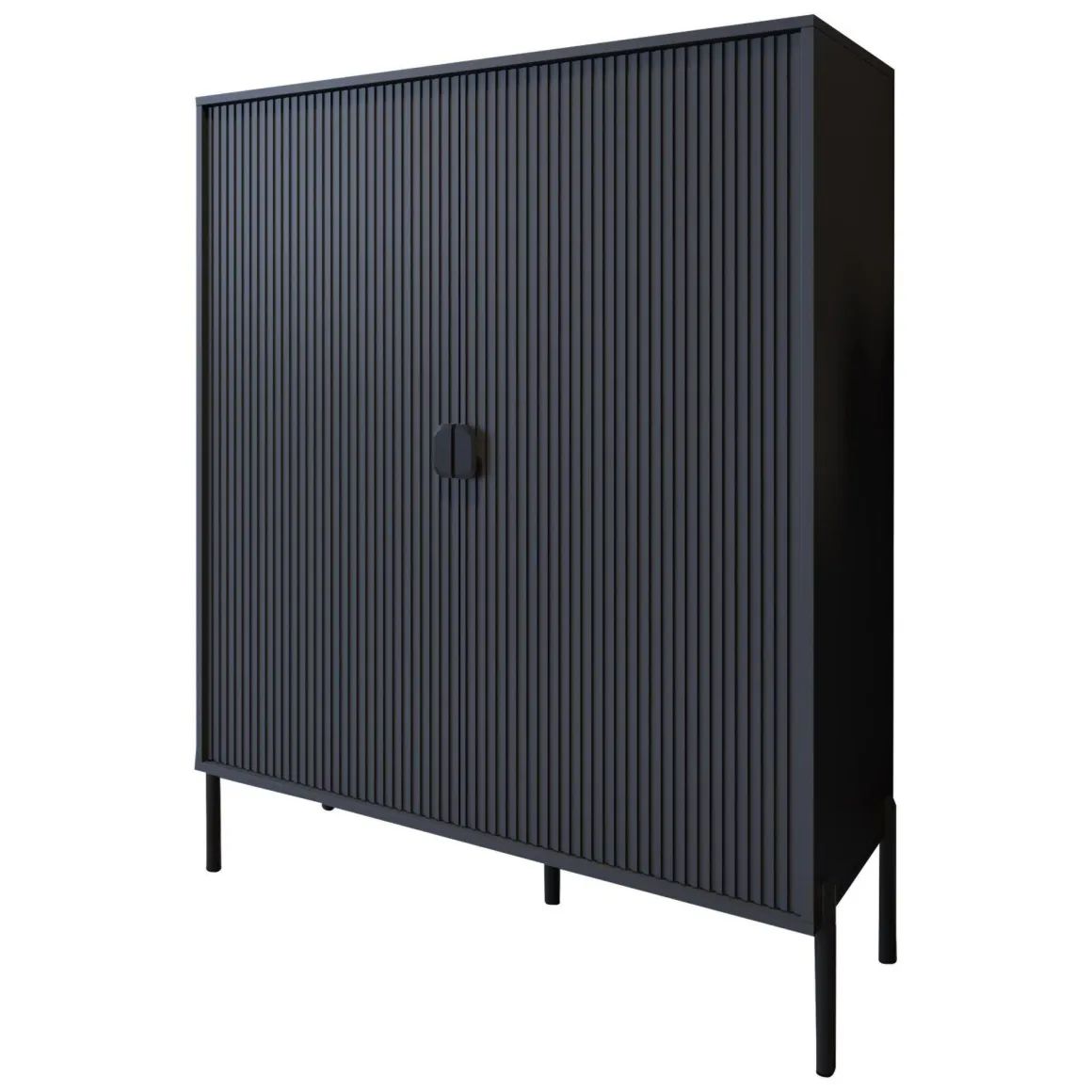 Credenza Nero Cassetti 4 Ripiani 104x40x129h cm, Apertura Battente - Wallis