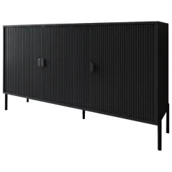 Credenza Nero Cassetti Ripiani 203x49x83h cm, Apertura Battente - Ostiglia