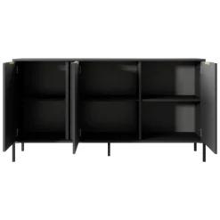 Credenze > Dmora Credenza Nero oro 3 Ripiani Apertura Battente 153x40x81h cm, 3 Ante - Hamagami Oro, Nero