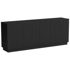 Credenza Nero 4 Ripiani 4 Ante 200x40x78h cm, 8 Vani - Masainas