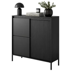Credenze > Dmora Credenza 5 Ripiani Apertura Battente 104x40x123h cm, 3 Ante - Hatolaro Nero