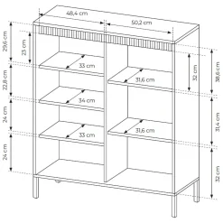 Credenze > Dmora Credenza 5 Ripiani Apertura Battente 104x40x123h cm, 3 Ante - Hatolaro Nero