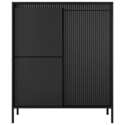 Credenze > Dmora Credenza 5 Ripiani Apertura Battente 104x40x123h cm, 3 Ante - Hatolaro Nero