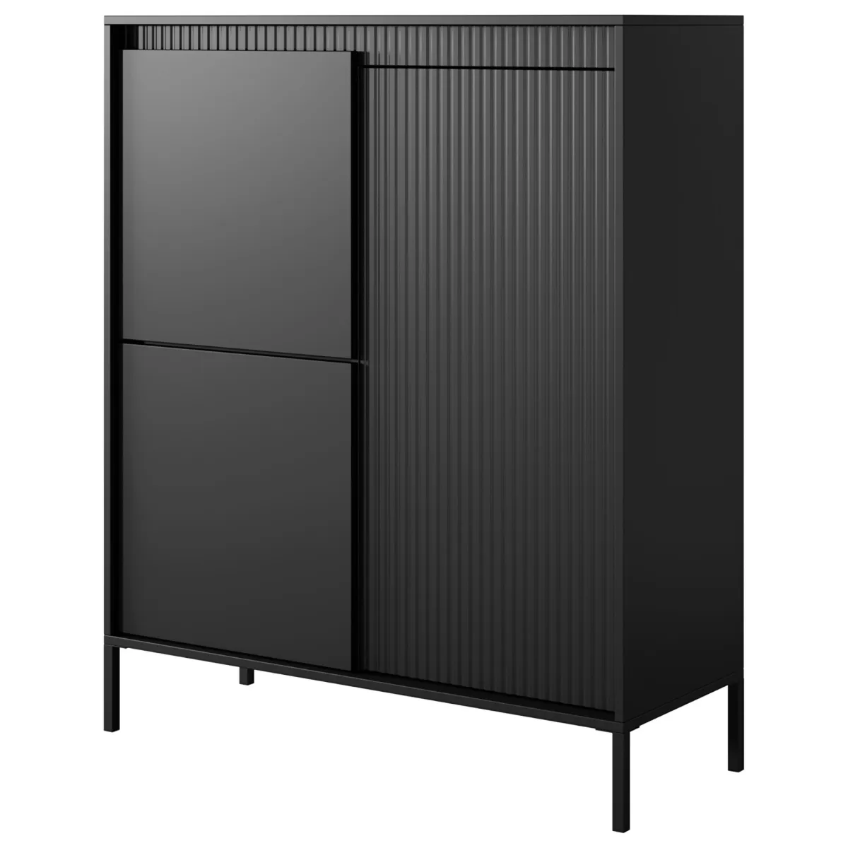 Credenze > Dmora Credenza 5 Ripiani Apertura Battente 104x40x123h cm, 3 Ante - Hatolaro Nero