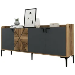 Credenza noce e antracite 180x35x78h cm 3 ante - Also