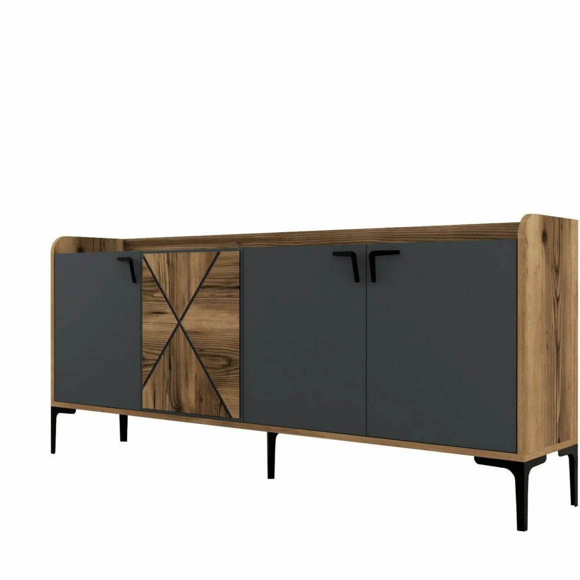 Credenza noce e antracite 180x35x78h cm 3 ante - Also