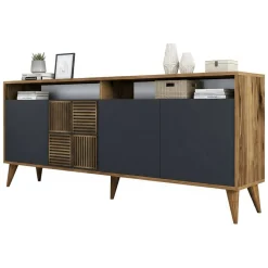 Credenza noce e antracite 180x35x78h cm 4 ante - Jole