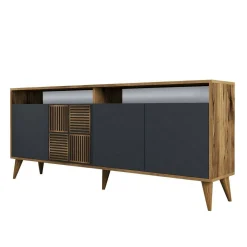 Credenza noce e antracite 180x35x78h cm 4 ante - Jole