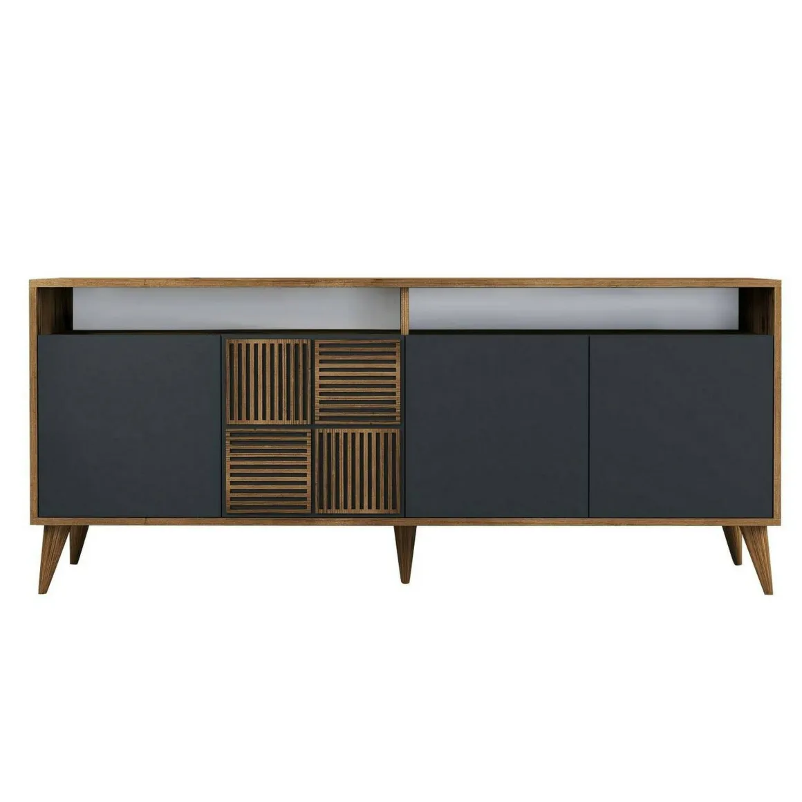 Credenza noce e antracite 180x35x78h cm 4 ante - Jole