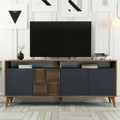 Credenza noce e antracite 180x35x78h cm 4 ante - Jole