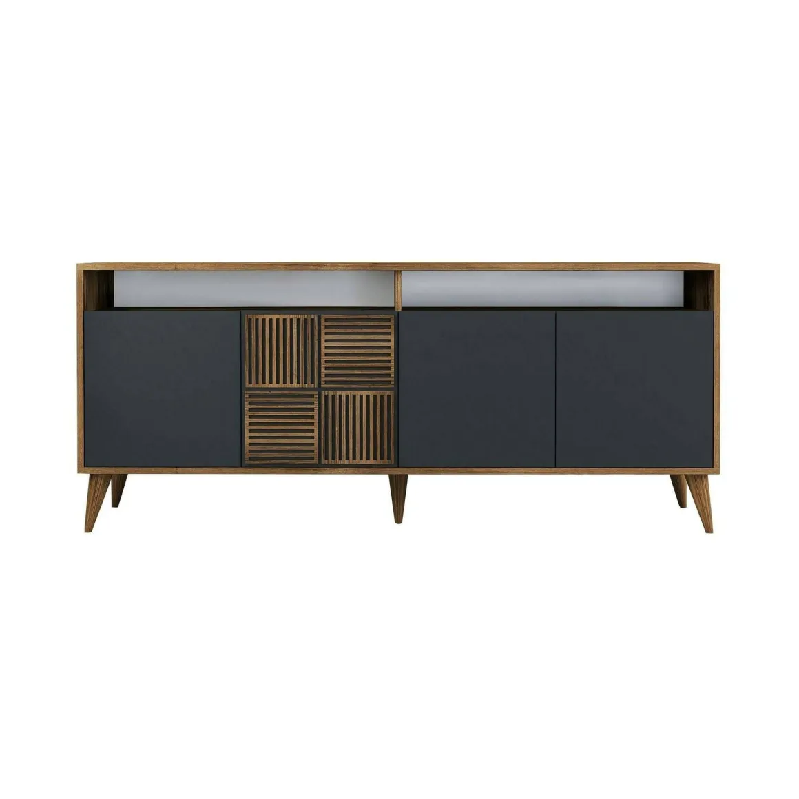 Credenza noce e antracite 180x35x78h cm 4 ante - Jole