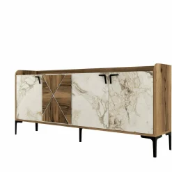 Credenza noce e bianca marmo 180x35x78h cm 3 ante - Also