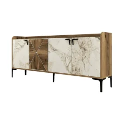 Credenza noce e bianca marmo 180x35x78h cm 3 ante - Also