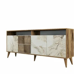 Credenza noce e bianca marmo 180x35x78h cm 4 ante - Jole