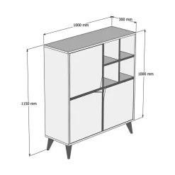 Salotto|Madie > Dmora Credenza noce e bianca 160x35x78h cm 4 ante - Garigliano Bianco, Marrone Noce