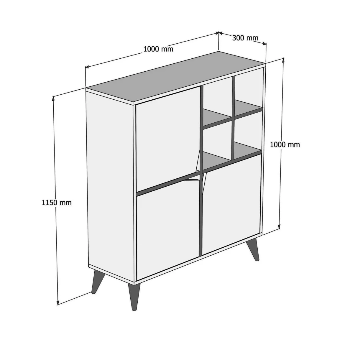 Salotto|Madie > Dmora Credenza noce e bianca 160x35x78h cm 4 ante - Garigliano Bianco, Marrone Noce