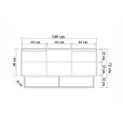 Madie|Credenze > Dmora Credenza noce e nera 180x35x78h cm 3 ante - Fay Nero, Marrone Noce