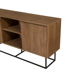 Madie|Credenze > Dmora Credenza noce e nera 180x35x78h cm 3 ante - Fay Nero, Marrone Noce