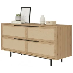 Madie|Credenze > Dmora Credenza noce e quercia 160x44x74h cm 2 ante - Anterivo Marrone Quercia, Marrone Noce