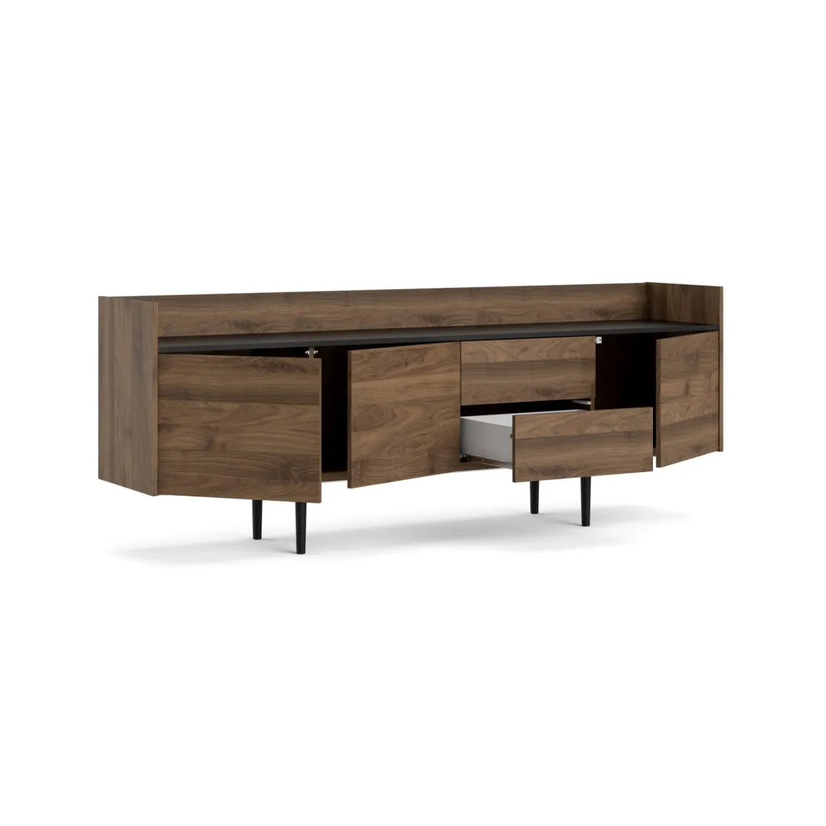 Credenza noce 195x40x73h cm 3 ante e 2 cassetti - Zungoli