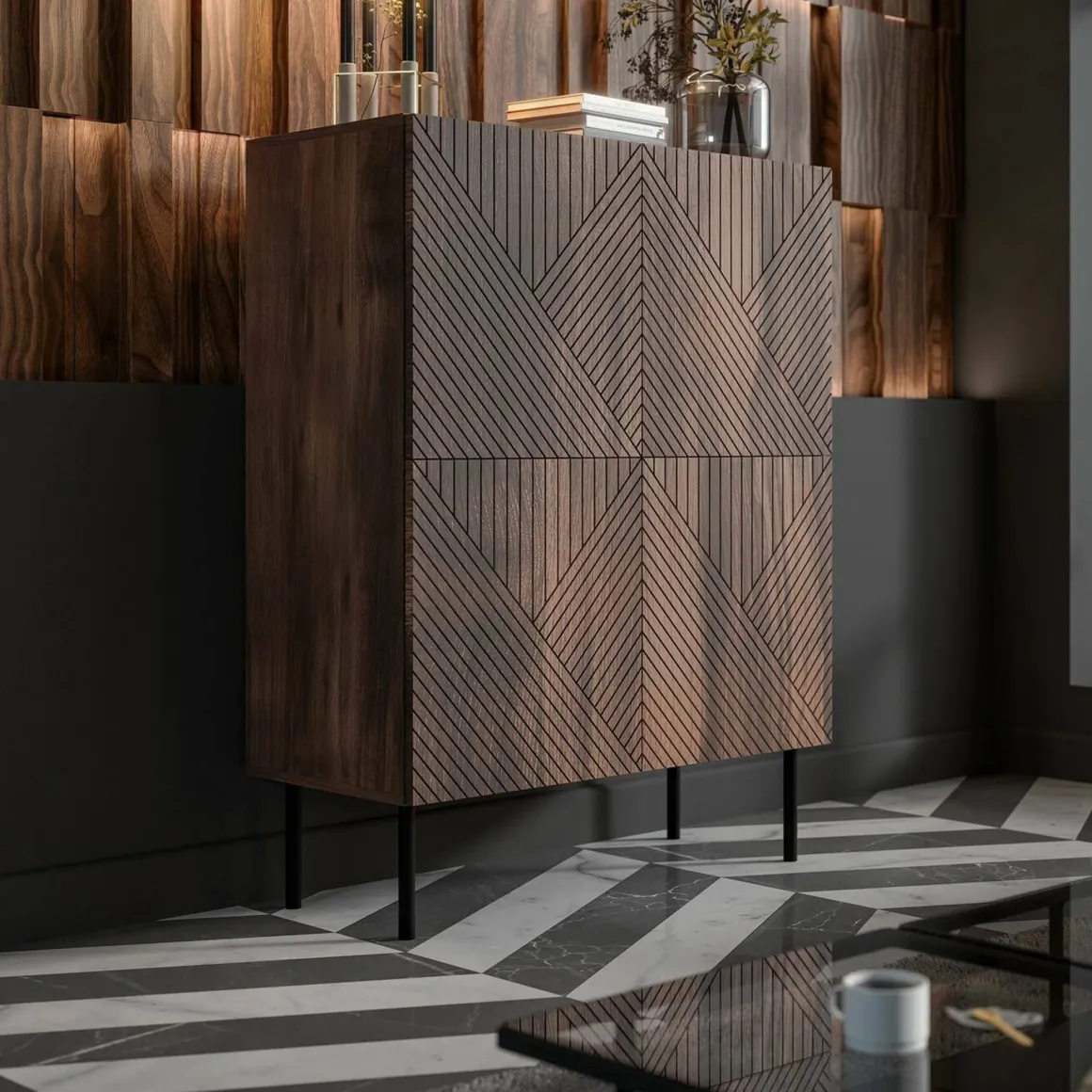 Credenza noce 118x40x89h cm 2 ante - Gaby