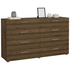 Madie|Credenze > Dmora Credenza noce 140x40x81h cm 8 cassetti - Phethai Marrone Noce
