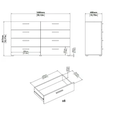 Madie|Credenze > Dmora Credenza noce 140x40x81h cm 8 cassetti - Phethai Marrone Noce