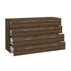 Madie|Credenze > Dmora Credenza noce 140x40x81h cm 8 cassetti - Phethai Marrone Noce