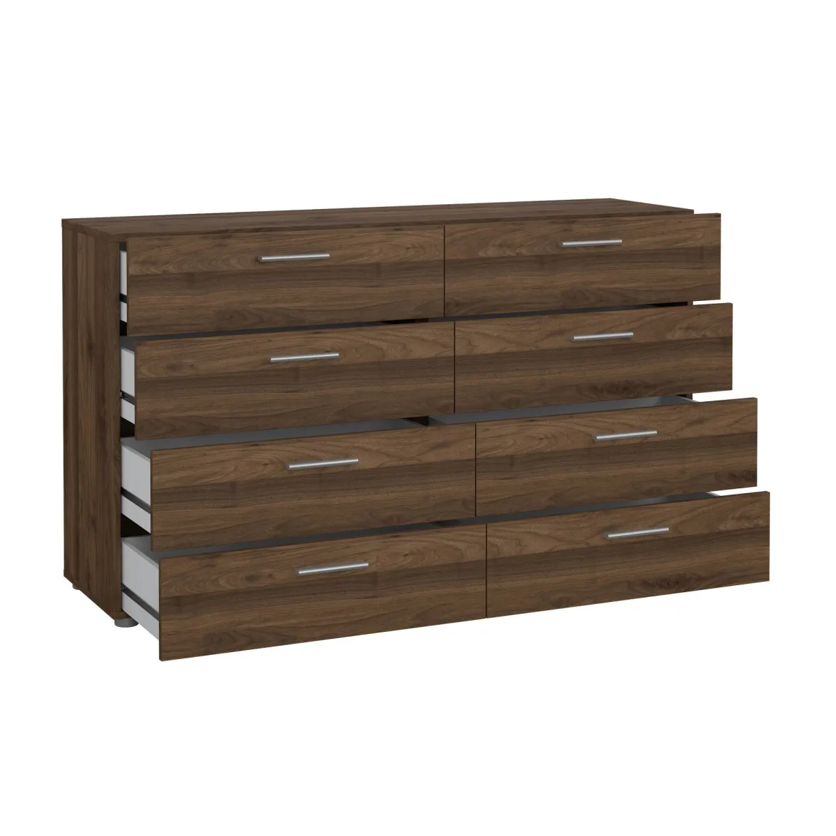 Madie|Credenze > Dmora Credenza noce 140x40x81h cm 8 cassetti - Phethai Marrone Noce