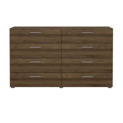 Madie|Credenze > Dmora Credenza noce 140x40x81h cm 8 cassetti - Phethai Marrone Noce