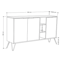 Credenza ossido e nera marmo 142x35x83h cm 3 ante - Alin