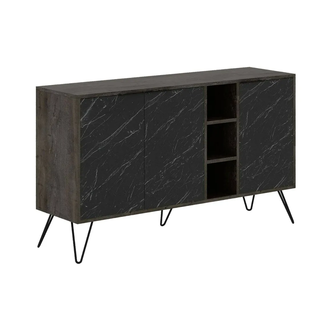 Credenza ossido e nera marmo 142x35x83h cm 3 ante - Alin