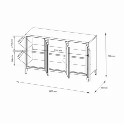 Credenza panna 120x40x73h cm 3 ante - Cocullo