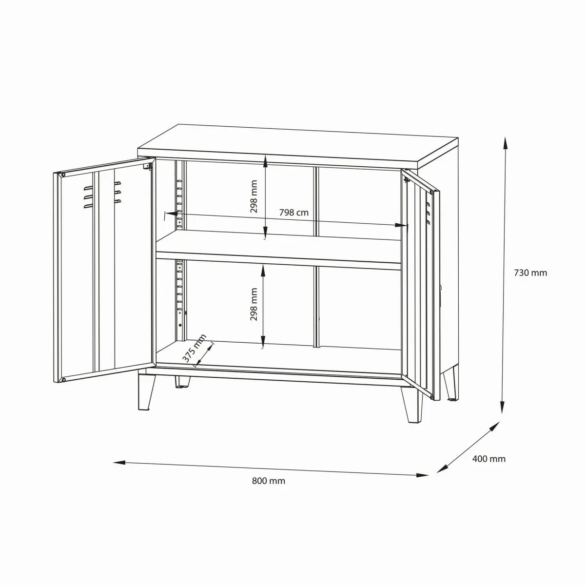 Madie|Credenze > Dmora Credenza panna 80x40x73h cm 2 ante - Conco Bianco Panna