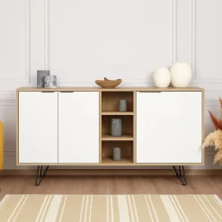Credenza quercia e bianca 142x35x83h cm 3 ante - Arlene