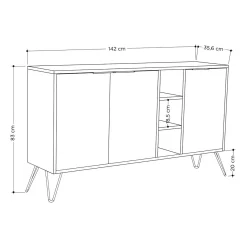 Credenza quercia e bianca 142x35x83h cm 3 ante - Arlene