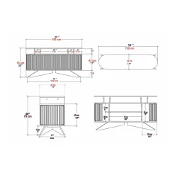 Cucina|Madie > Dmora Credenza quercia e bianca 180x44x75h cm 3 ante - Aziz Bianco, Marrone Quercia
