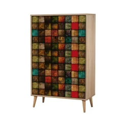 Credenza quercia e multicolore 80x36x127h cm 2 ante - Andalusite