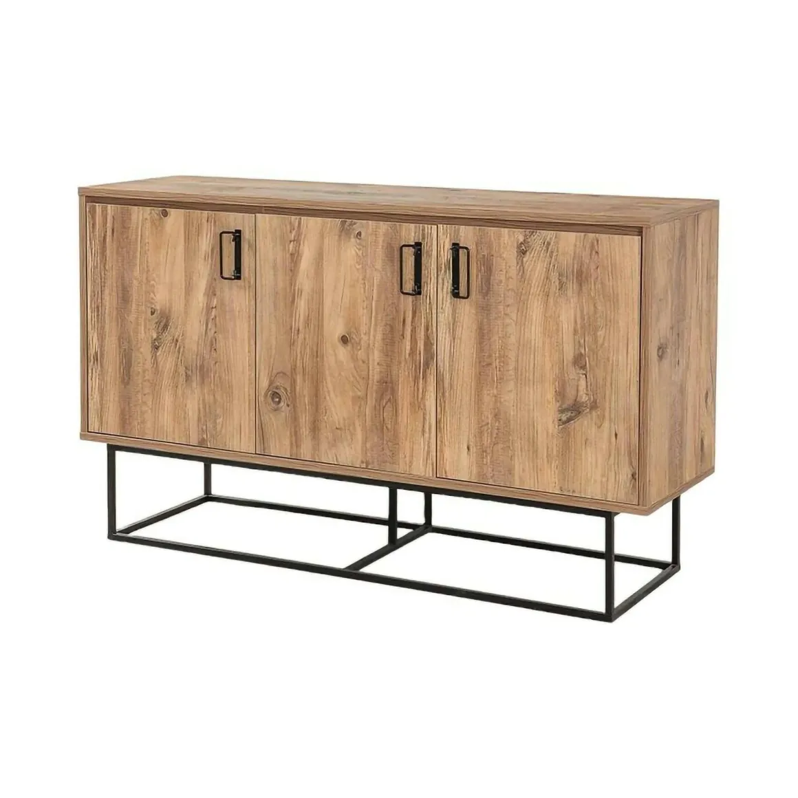 Credenza quercia e nera 140x40x80h cm 3 ante - Ammolite