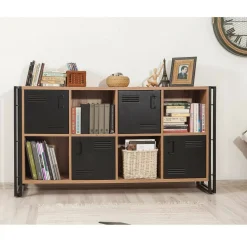 Credenza quercia e nera 164x35x89h cm 4 ante - Dodong
