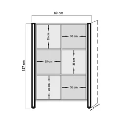 Credenza quercia e nera 89x35x127h cm 3 ante - Telesilla