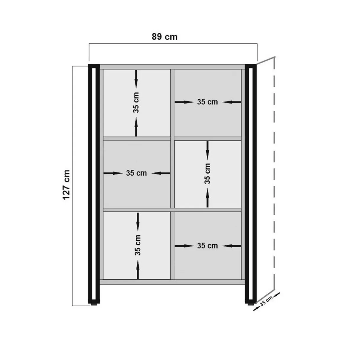 Credenza quercia e nera 89x35x127h cm 3 ante - Telesilla