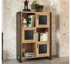 Credenza quercia e nera 89x35x127h cm 3 ante - Telesilla