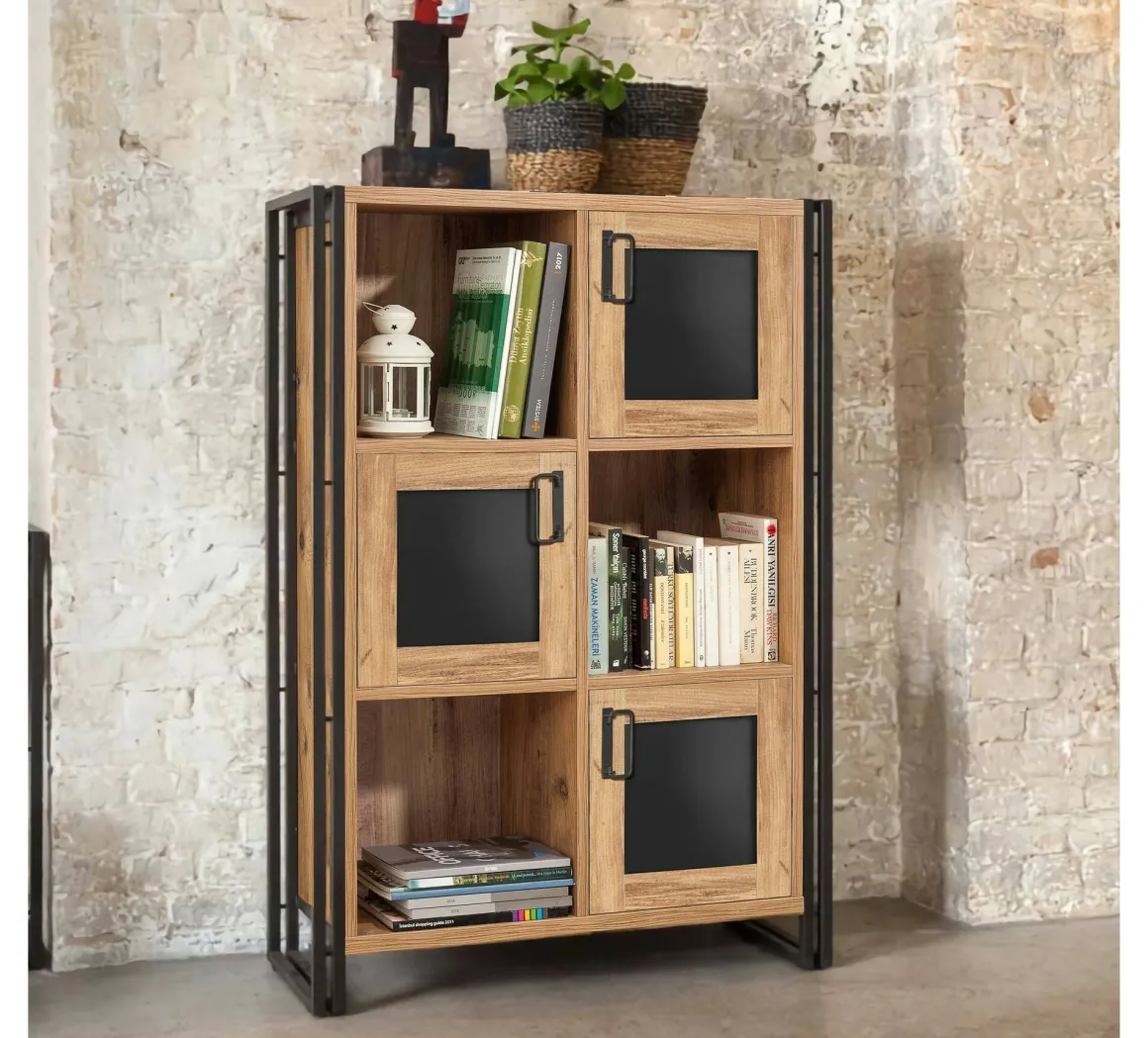 Credenza quercia e nera 89x35x127h cm 3 ante - Telesilla