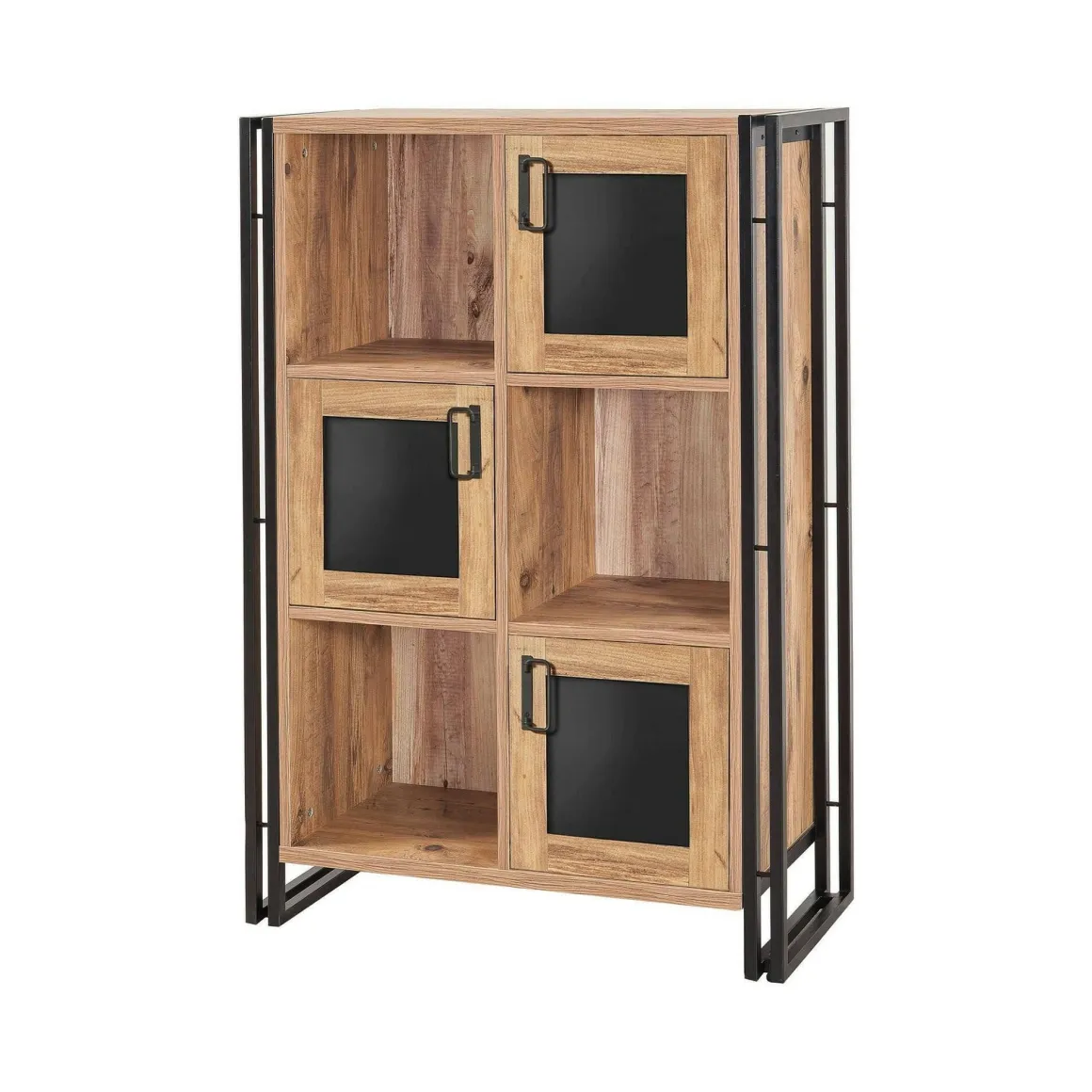 Credenza quercia e nera 89x35x127h cm 3 ante - Telesilla