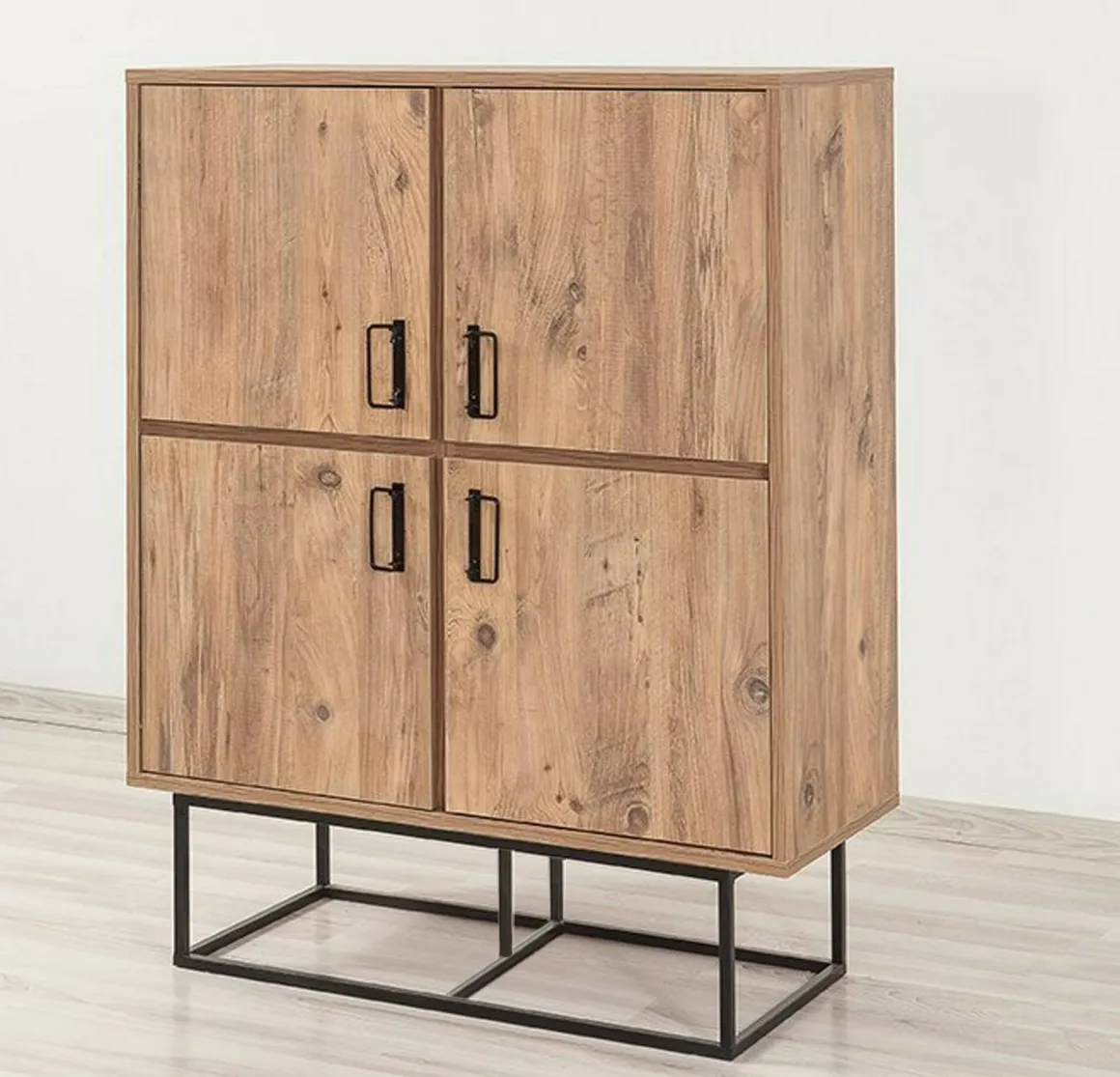 Credenza quercia e nera 93x36x115h cm 2 cassetti - Katmandu