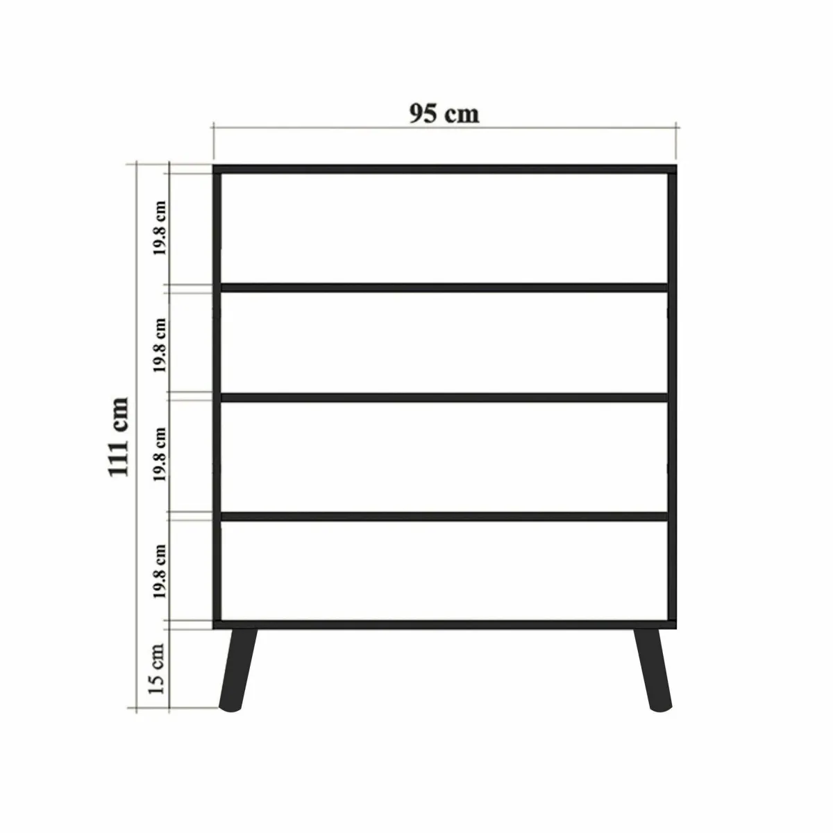 Madie|Credenze > Dmora Credenza quercia e verde 95x36x111h cm 4 ante - Agyemang Verde, Marrone Quercia