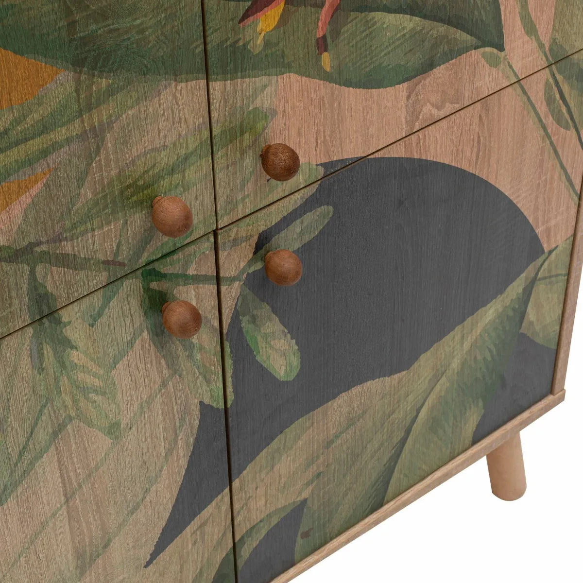 Madie|Credenze > Dmora Credenza quercia e verde 95x36x111h cm 4 ante - Agyemang Verde, Marrone Quercia