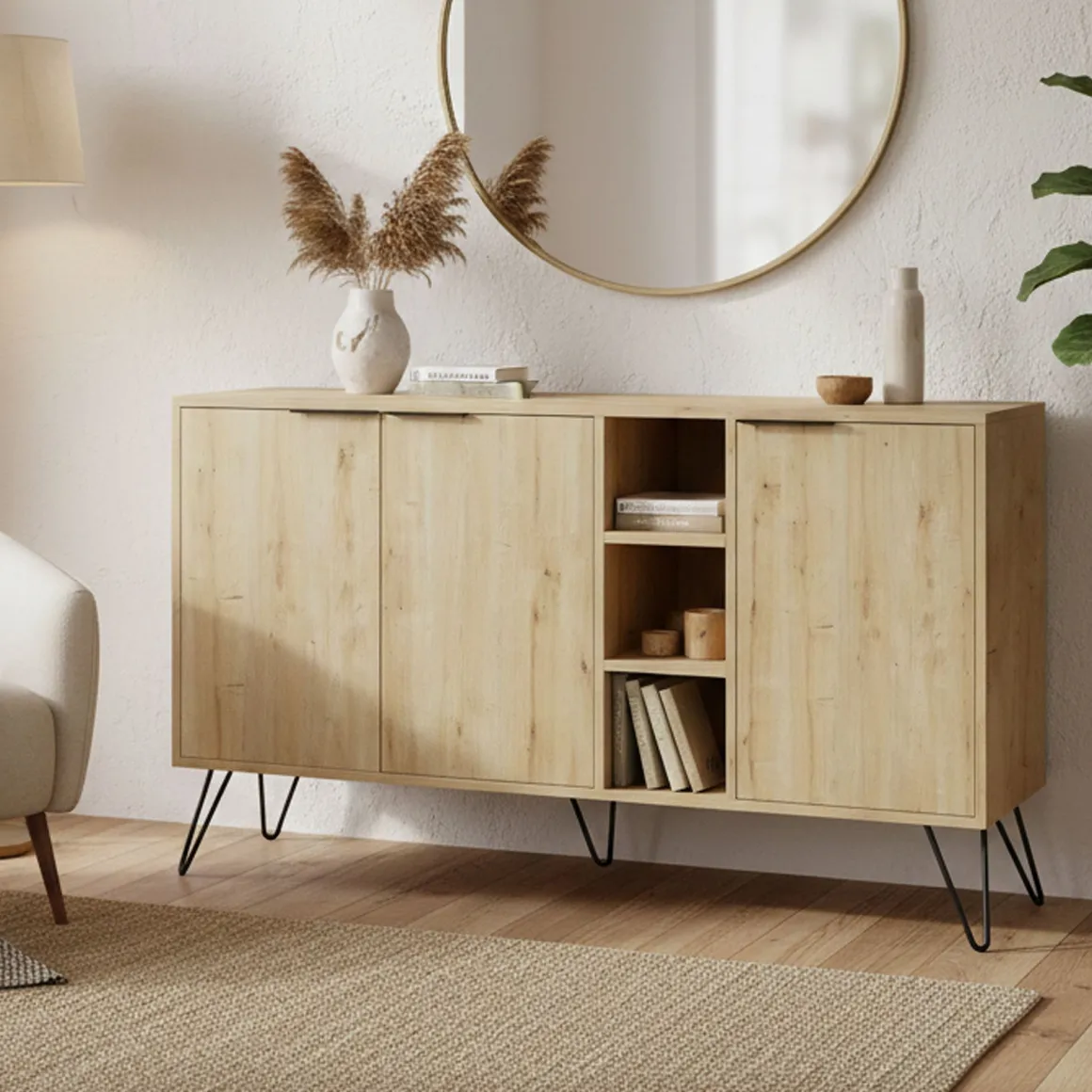 Credenza quercia 142x35x83h cm 3 ante - Alin