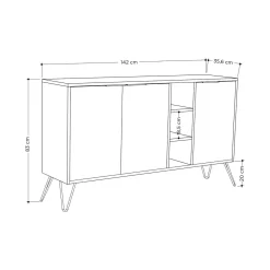 Credenza quercia 142x35x83h cm 3 ante - Alin